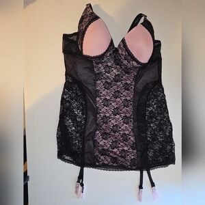 Elegant Pink and Black Lace Chemise